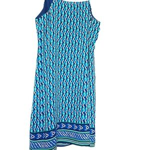 Anthropologie Maeve Womens Teal Silk Geometric Slip Dress Blue Green sz medium